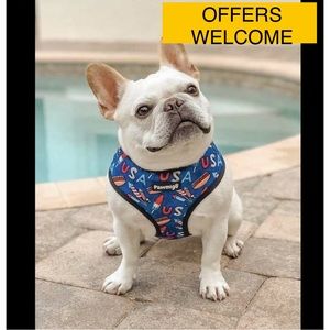 L Pawmigo Neoprene Dog Harness Reversible Red White And Bark Print New No Tags